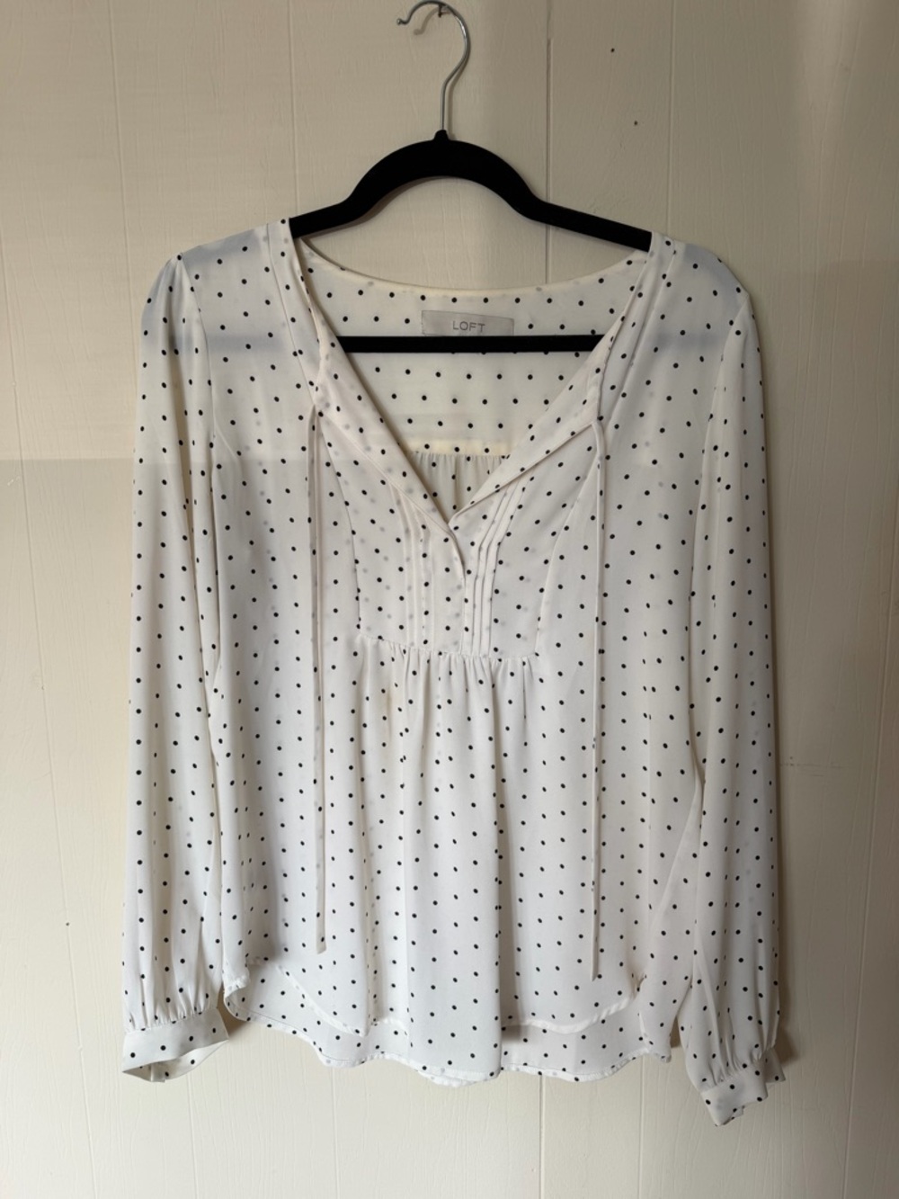 LOFT White Blouse with Black Polka Dots